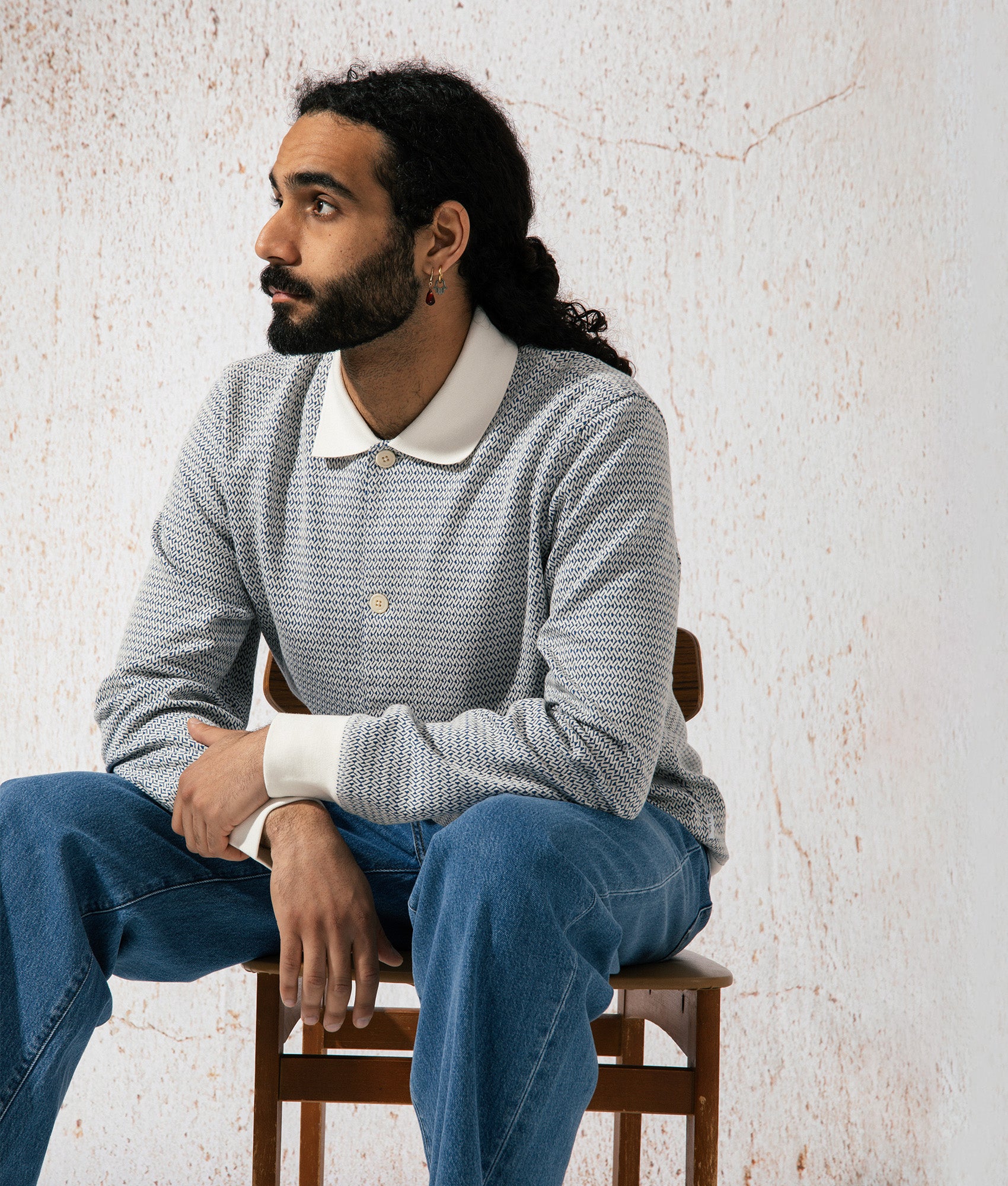 Regular Fit Cotton Blend Jersey Cardigan