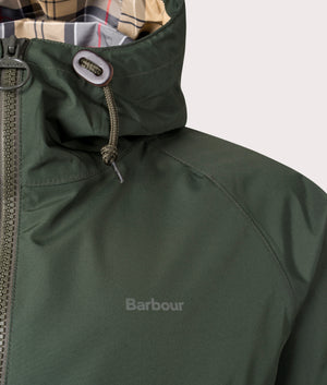 Hooded Domus Jacket in Sage Dress by Barbour. EQVVS Detail Shot.