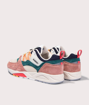 Fusion 2.0 Sneakers in Cork & Tangerine by Karhu. EQVVS Back Angle Shot.