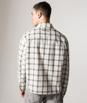 Box Dress Shirt. Shot by EQVVS. Model back angled shot.