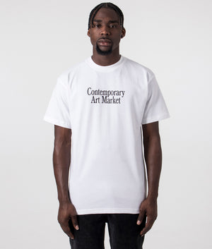 Smiley Contemporary Art T-Shirt in White by Market. EQVVS Front Angle Shot.