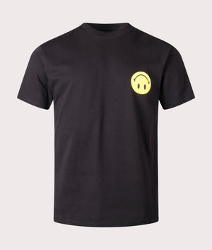 Smiley Grand Slam T-Shirt in Black by Market. EQVVS Front Angle Shot.