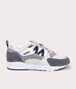 Karhu Fusion 2.0 Sneakers in Limestone and jet Black. EQVVS Side Shot.