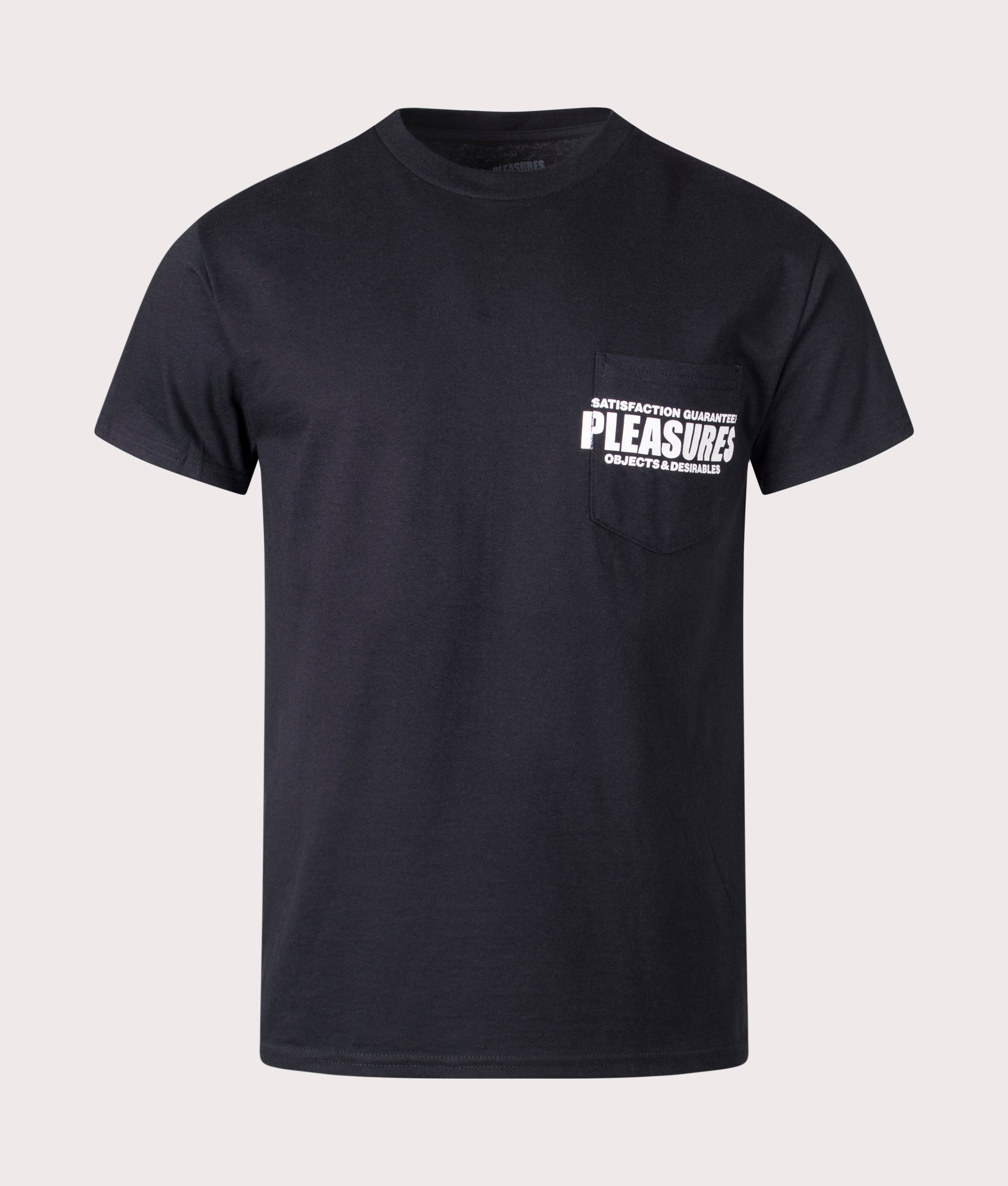 Staff Pocket T-Shirt in Black by Pleasures at EQVVS. Front Detail Shot. 
