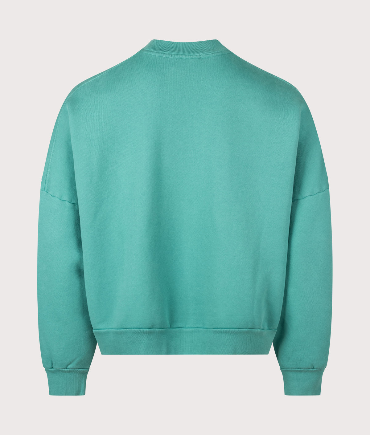 Willy Chavarria Super Oversized Chavantino Hooligan Sweatshirt in Prouve Green at EQVVS Menswear. Back shot.