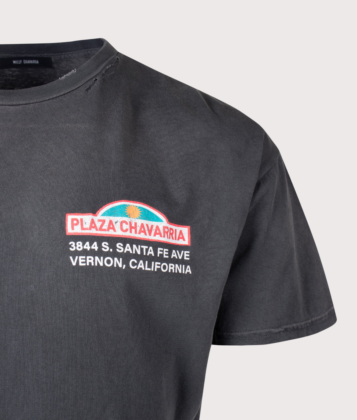 Willy Chavarria Relaxed Fit Plaza Chavarria Easy T-Shirt in Pirate Black at EQVVS Menswear. Back shot.