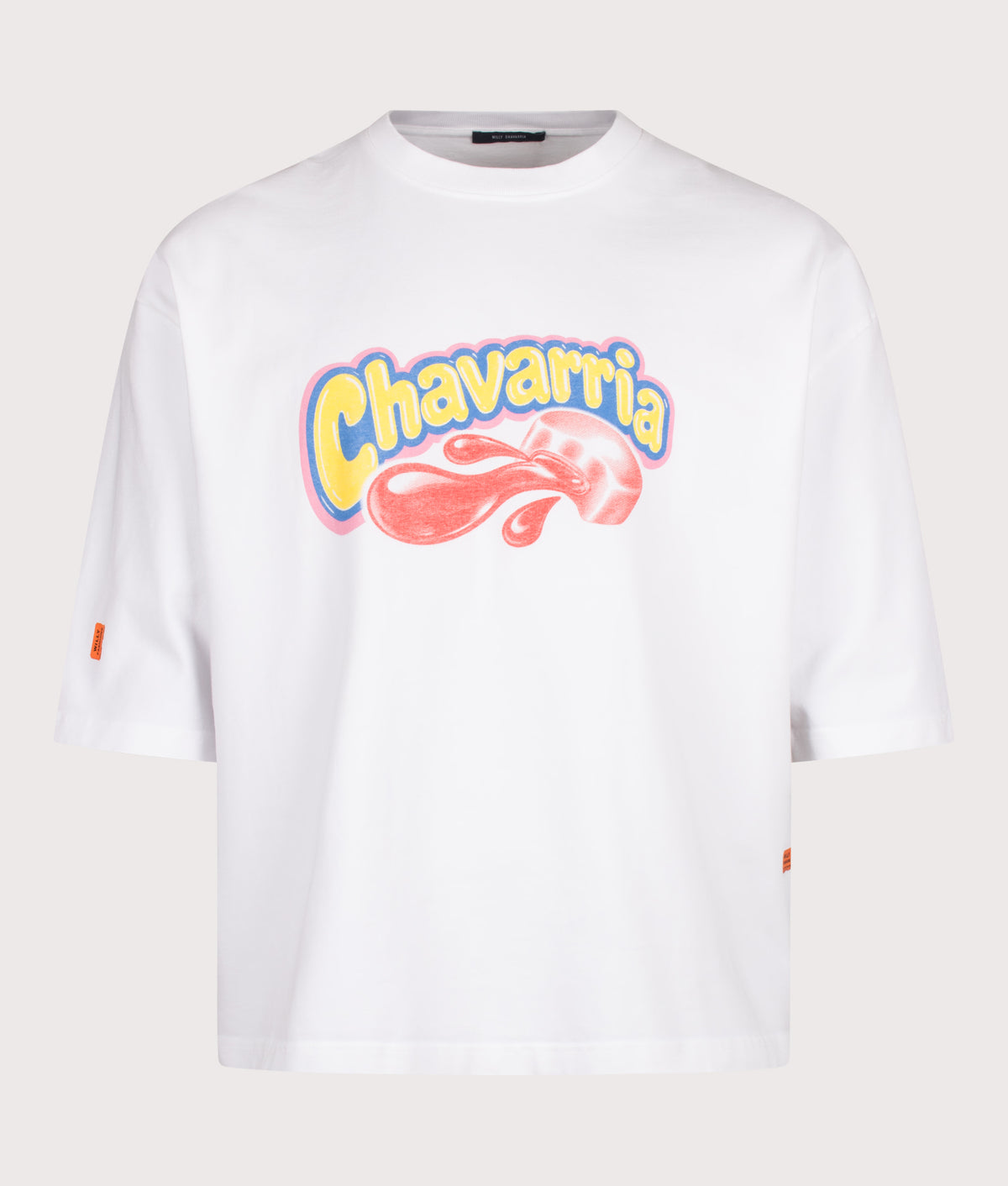 Willy Chavarria Oversized Chavaloo Buffalo T-Shirt in Snow White at EQVVS Menswear. Front shot.