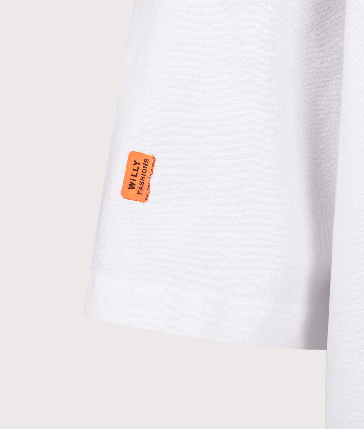Willy Chavarria Oversized Chavaloo Buffalo T-Shirt in Snow White at EQVVS Menswear. Detail shot.