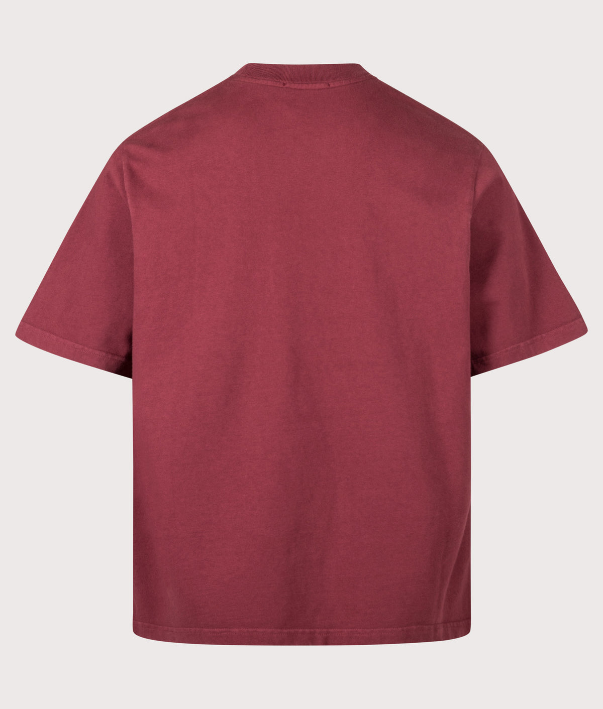 Willy Chavarria Relaxed Fit Chavarria Snake Crest Standard T-Shirt in Bordeaux at EQVVS Menswear. Back shot.