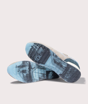 HOFF Bristol Sneakers in Grey and Blue Side with Bristol Print Sole Shot EQVVS