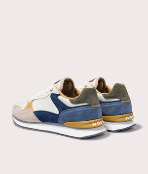 HOFF Tripoli Sneakers in Blue, White & Khaki with Printed Sole Back Shot EQVVS