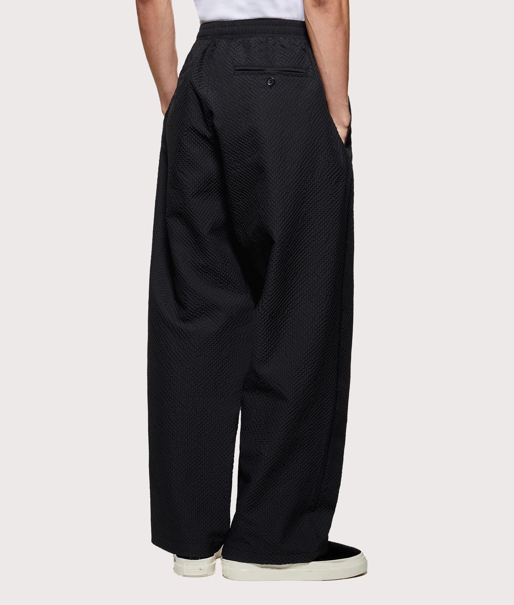 Seersucker Wide Leg Trousers