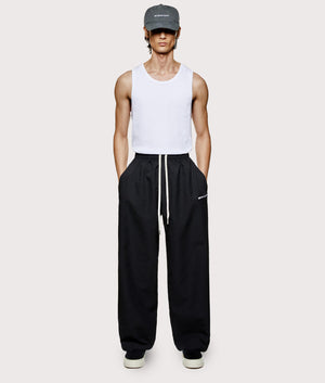 Seersucker Wide Leg Trousers