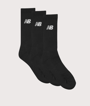 NB Everyday 3 Pack Crew Socks in Black by New Balance. EQVVS Flat shot. 