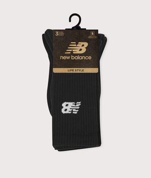 NB Everyday 3 Pack Crew Socks in Black by New Balance. EQVVS Flat shot.