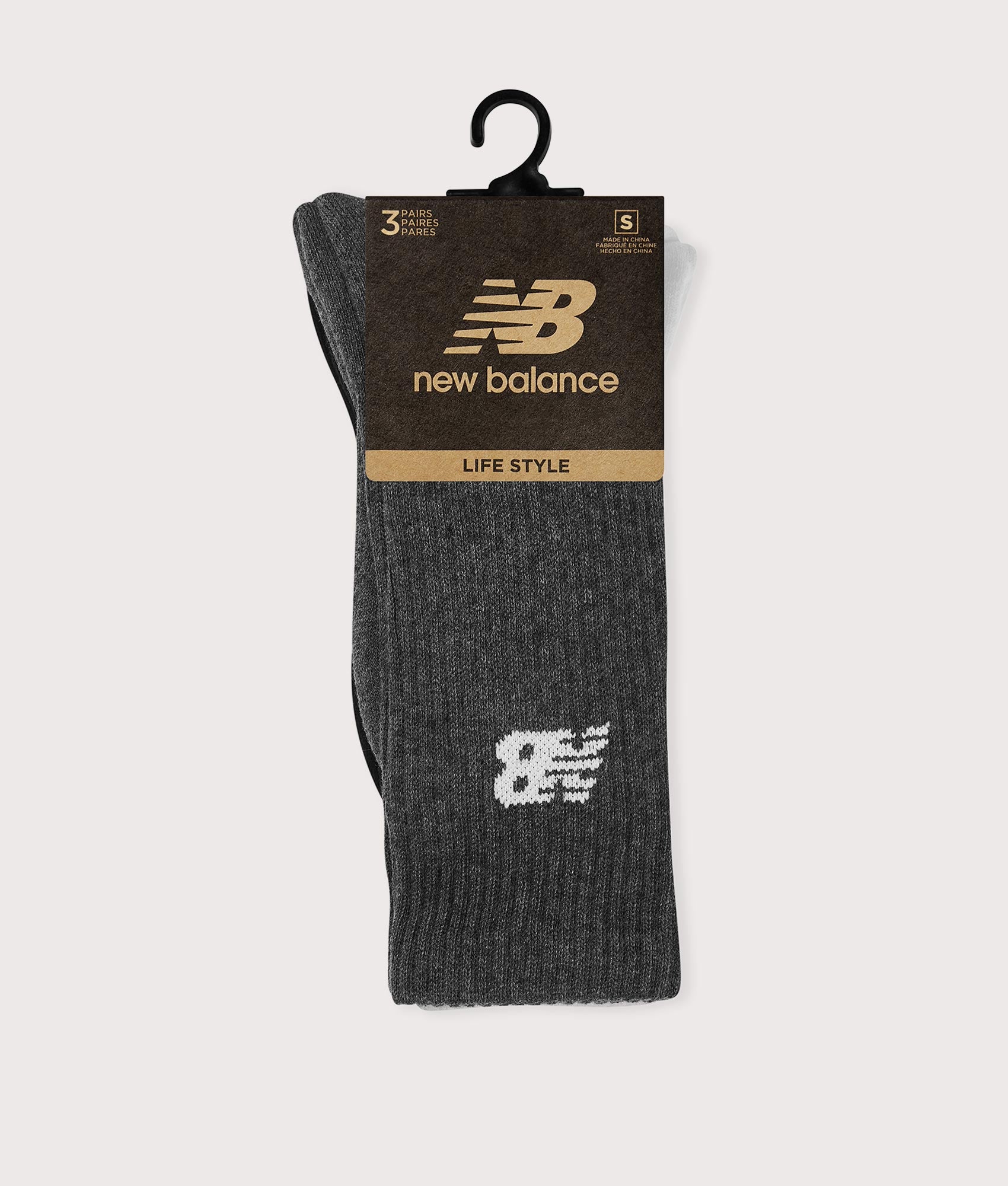 NB Everyday 3 Pack Crew Socks in White Multi by New Balance. EQVVS Flat Shot.