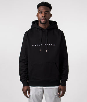 Daily Paper Alias Hoodie in Black with Large Logo, 100% Cotton Model Front Shot at EQVVS