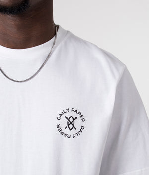 Daily Paper Circle T-Shirt in White, 100% Cotton Model Detail Shot at EQVVS