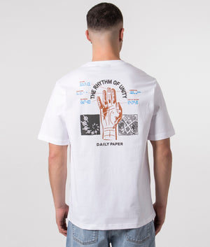 Daily paper Identity T-Shirt in White with Hand Back Print, 100% Cotton  Back Shot at EQVVS