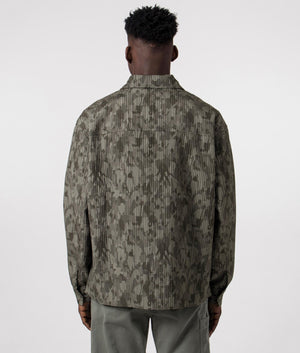 Daily Paper Relaxed Fit Adetola Community Shirt in Chimera Green / Grey Model Back Shot at EQVVS