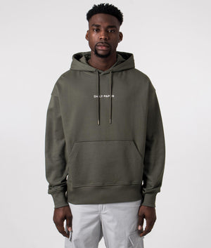 Daily Paper Relaxed Fit Logotype Hoodie in Chimera Green Model Front Shot at EQVVS