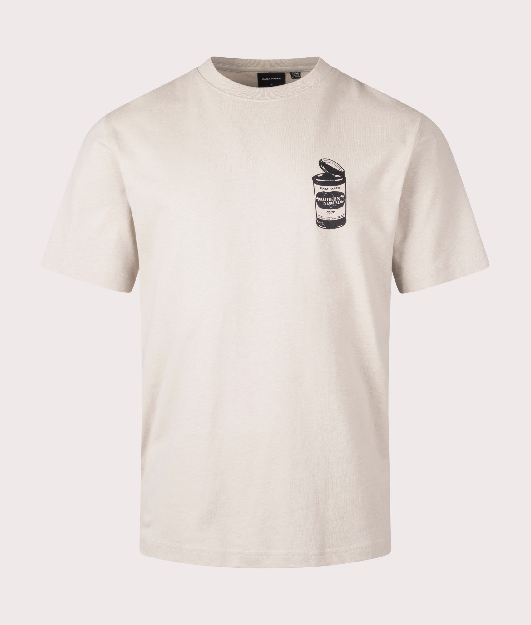 Daily Paper Soup T-Shirt in Nacreous Cloud Beige at EQVVS. Front Shot.