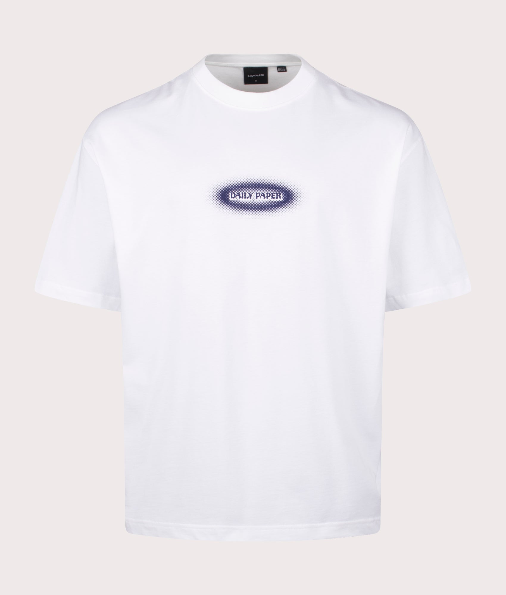 Daily Paper White Dotted Logo T-Shirt, shot at EQVVS. Front shot. 
