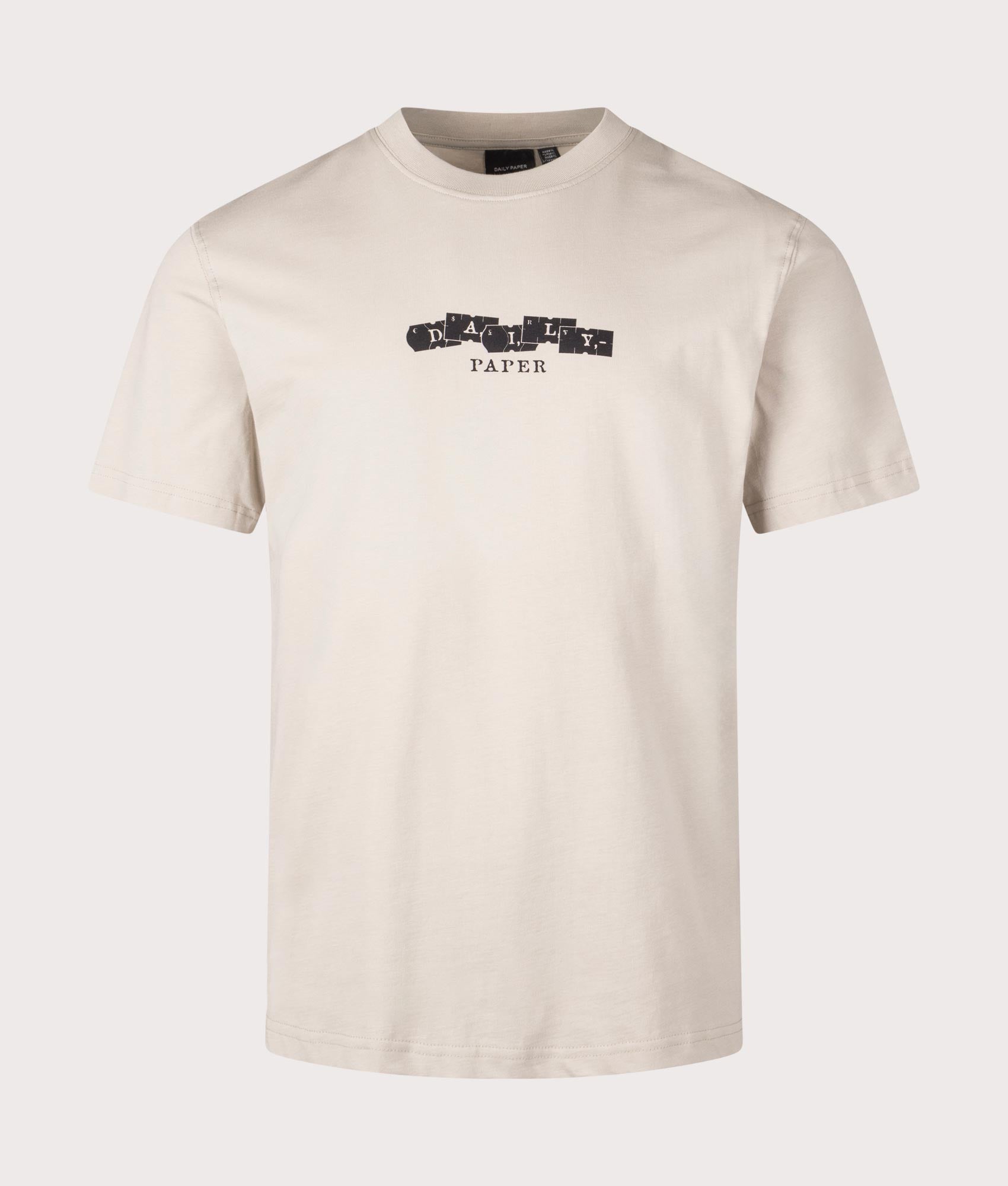 Daily Paper Tag T-Shirt in Nacreous Cloud Beige at EQVVS. Front Shot.