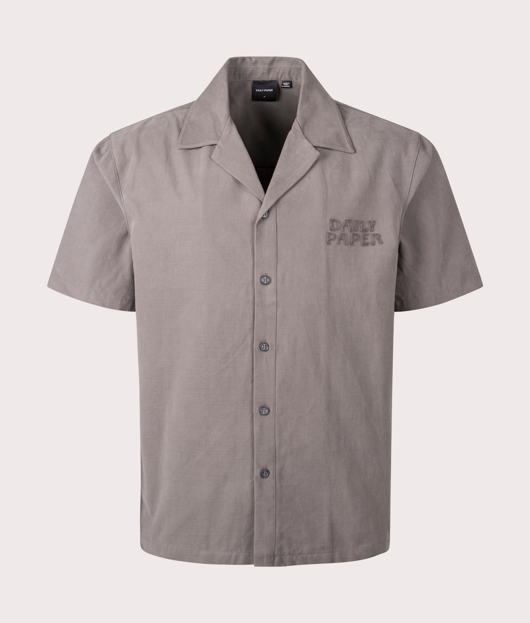 Daily Paper, Chain Stitch Short Sleeve Shirt, Army Green, Eqvvs Menswear, front shot angle
