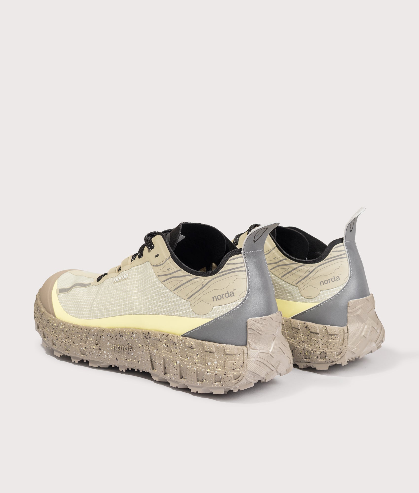 norda 001A Trainers in Calcite at EQVVS Menswear. Angled back shot.