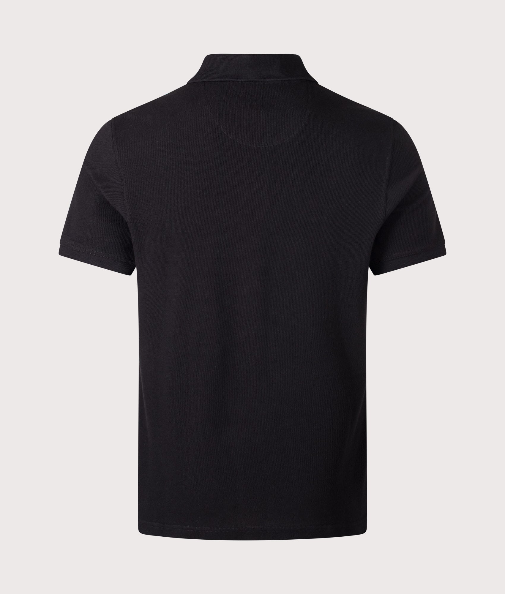 Barbour Lifestyle Tartan Pique Polo Shirt in Black at EQVVS Menswear. Back shot.