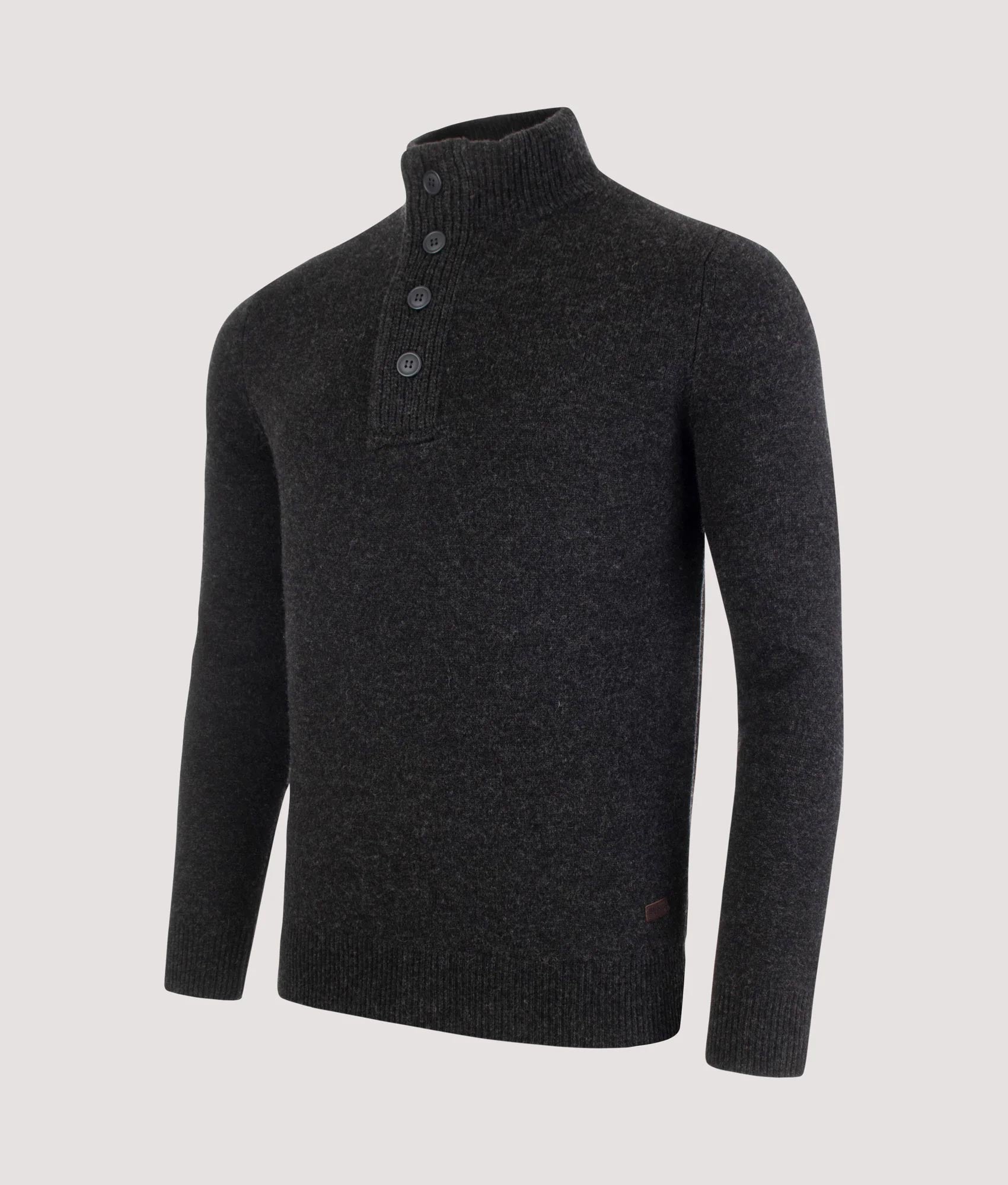Patch Half Zip Jacket by Barbour in Charcoal. Shot by EQVVS. Front angle shot.