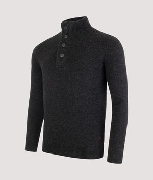 Patch Half Zip Jacket by Barbour in Charcoal. Shot by EQVVS. Front angle shot.