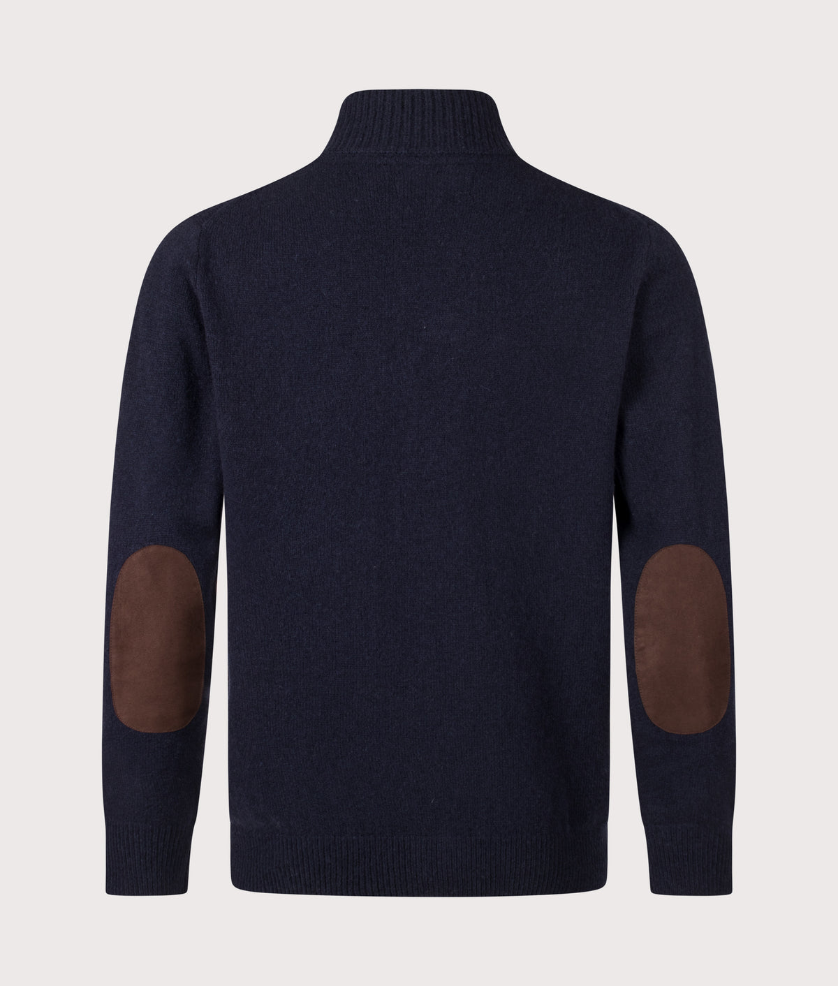 Barbour Lifestyle Essential Patch Zip Through Knitted Jumper in Navy at EQVVS Menswear. Back shot.