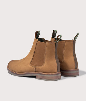 Farsley Chelsea Boots in Dark Tan | Leather | Barbour Lifestyle | EQVVS | Back angle shot 