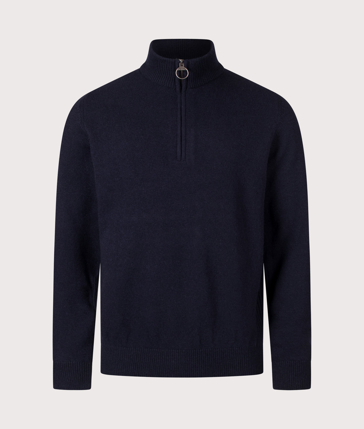 Barbour Lifestyle Regular Fit Holden Quarter Zip Jumper in Navy at EQVVS Menswear. Front shot.