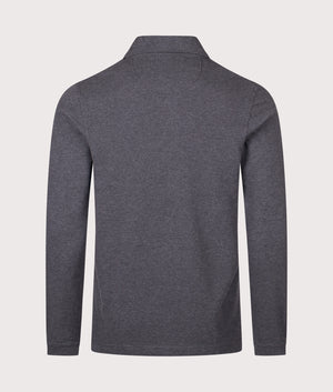 Long Sleeve Tartan Placket Polo Shirt in Grey | 100% Cotton | Barbour Lifestyle | Shot at EQVVS | Back shot 