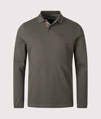Long Sleeve Tartan Placket Polo Shirt: GN91 Forest 