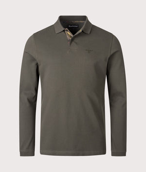 Long Sleeve Tartan Placket Polo Shirt in Forest | Barbour Lifestyle | Shot at EQVVS | Front Shot 