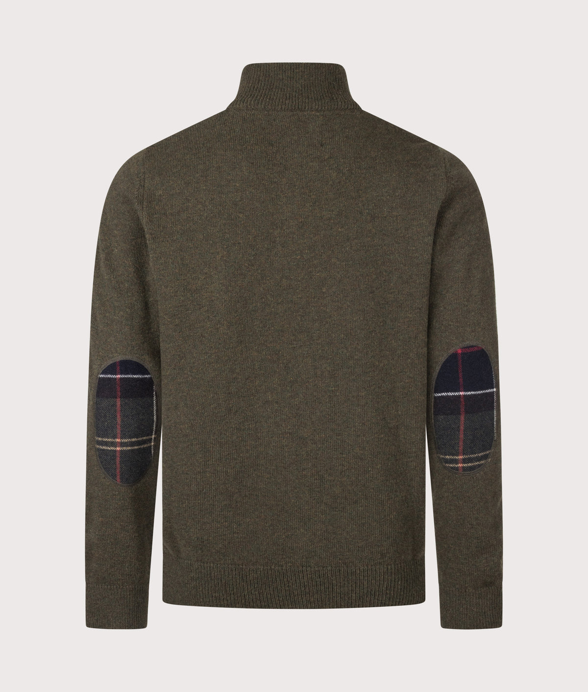 Barbour Lifestyle Regular Fit Holden Quarter Zip Jumper in Olive Marl at EQVVS Menswear. Back shot.