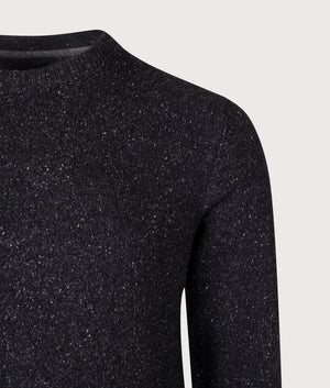 Essential Tisbury Crew Neck Sweatshirt by Barbour in Black. Shot by EQVVS. Detail shot.