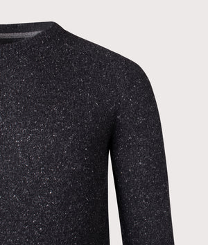 The Tisbury Jumper in Black. Wool blend | Barbour Lifestyle | Shot at EQVVS | Front detail shot 