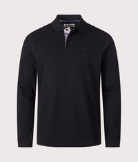 Regular Fit Essential Long Sleeve Tartan Piqué Polo Shirt: BK31 Black 
