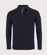 Long Sleeve Tartan Placket Polo Shirt: BK31 Black 
