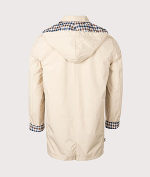 Active Packable Trench Coat in Beige by Aquascutum. EQVVS Back Angle Shot.