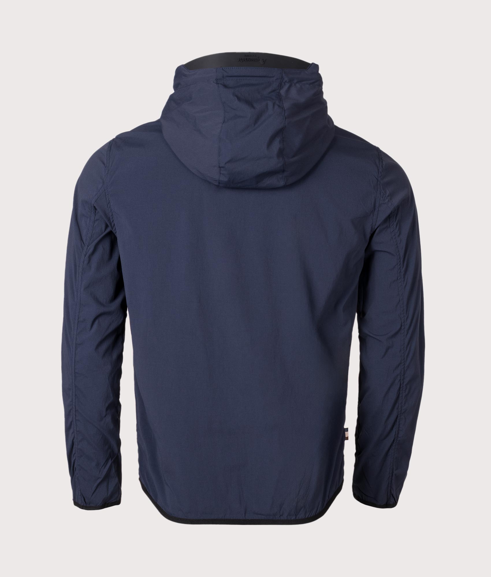 Active Hooded Shell Jacket in Navy by Aquascutum. EQVVS Back Angle Shot.