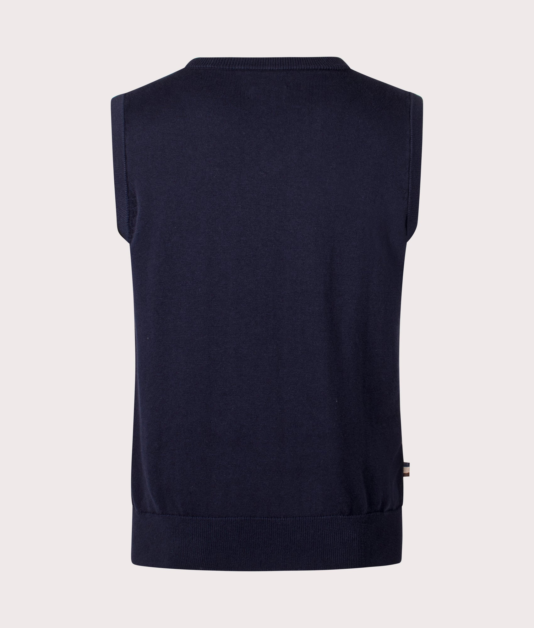 Active Macro Check Vest in Navy by Aquascutum. EQVVS Back Angle Shot.