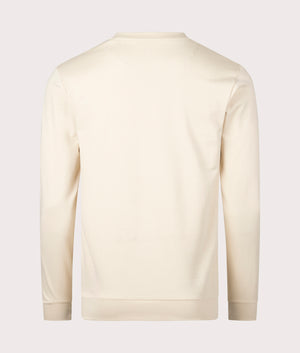 Active Club Check Patch Sweatshirt in Beige by Aquascutum. EQVVS Back Angle Shot.