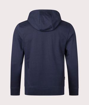 Active Club Check Patch Hoodie in Navy by Aquascutum. EQVVS Back AngleShot.