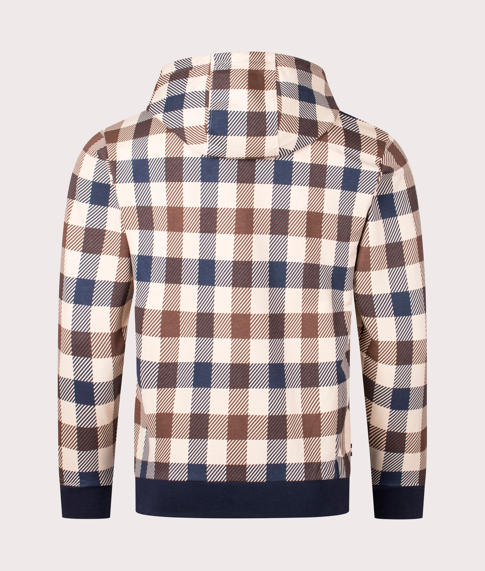 Macro Check Full Zip Hoodie in Navy by Aquascutum. EQVVS back angle shot.